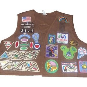 Brownie Girl Scout Vest Large 66 Patches San Diego Imperial 2005-2007
